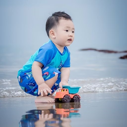 兒童抗UV海灘褲-普普風帆船