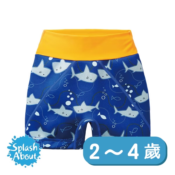3D大童防漏泳褲 - 亮橘鯊魚