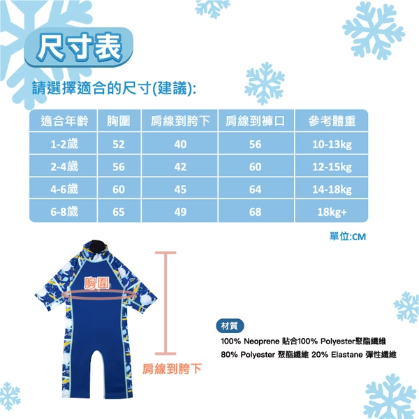 兒童抗UV防曬防寒連身泳裝 - 翱翔熱氣球